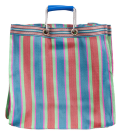 Stripe Tote Bag Square - Red x Blue