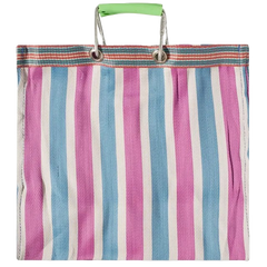 Stripe Tote Bag Square - Green x Pink