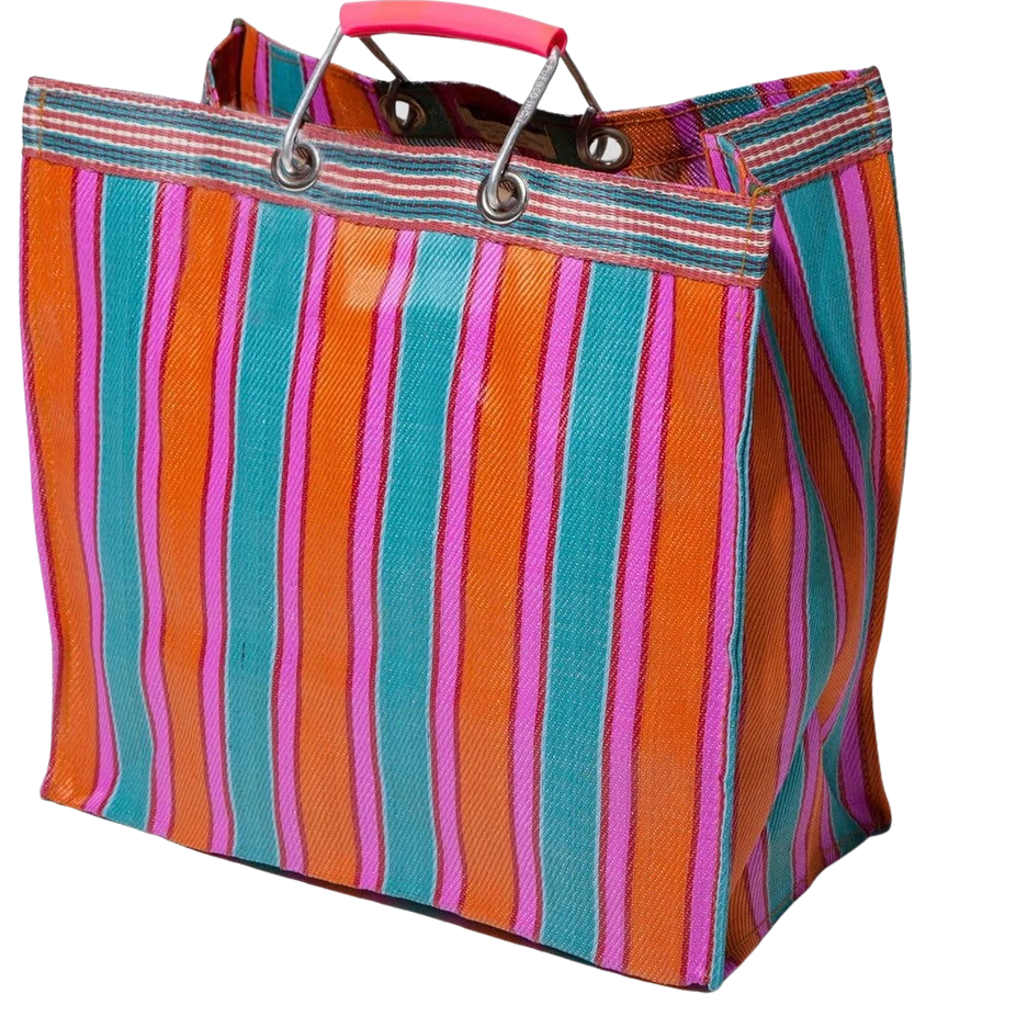 Stripe Tote Bag Square - Orange x Pink