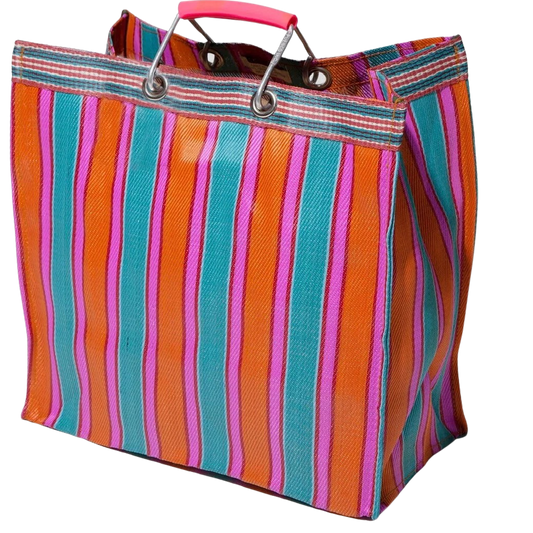 Stripe Tote Bag Square - Orange x Pink