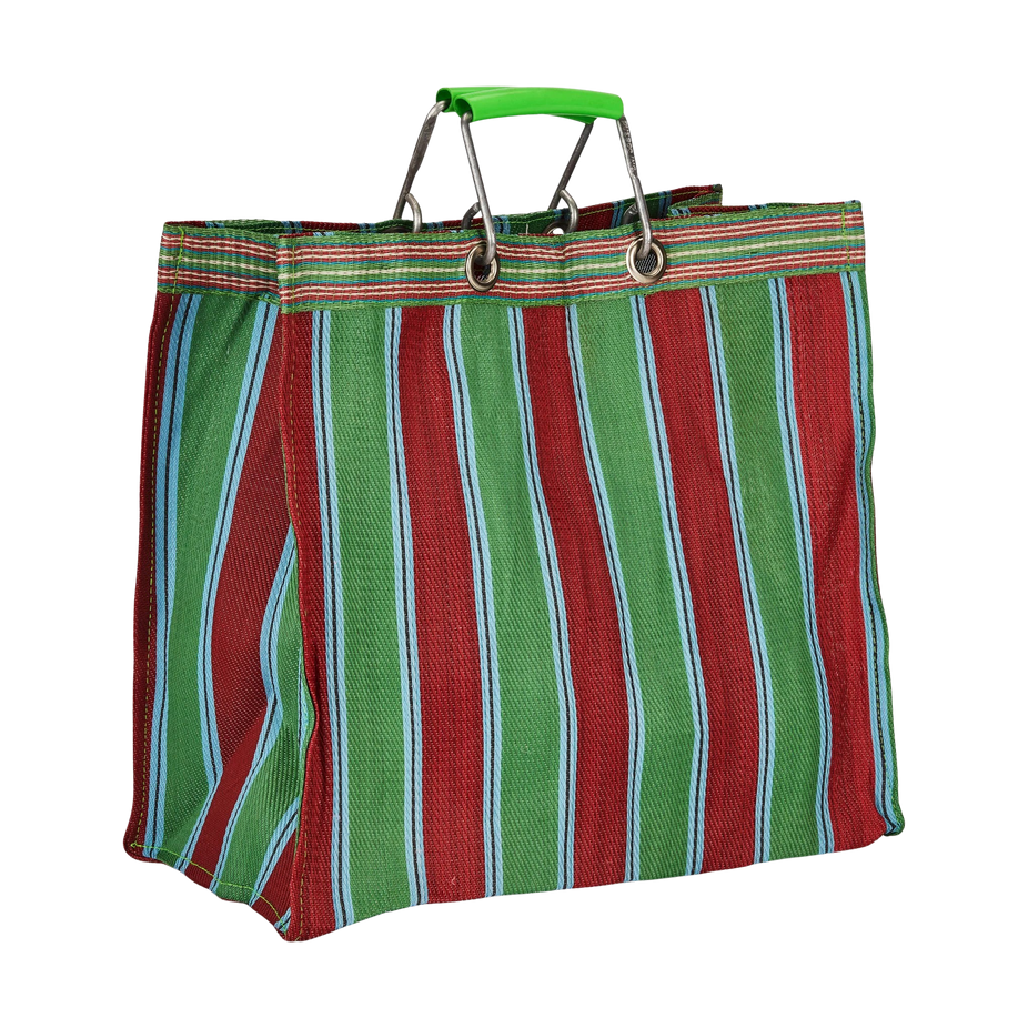 Stripe Tote Bag Square - Green x Red