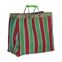 Stripe Tote Bag Square - Green x Red