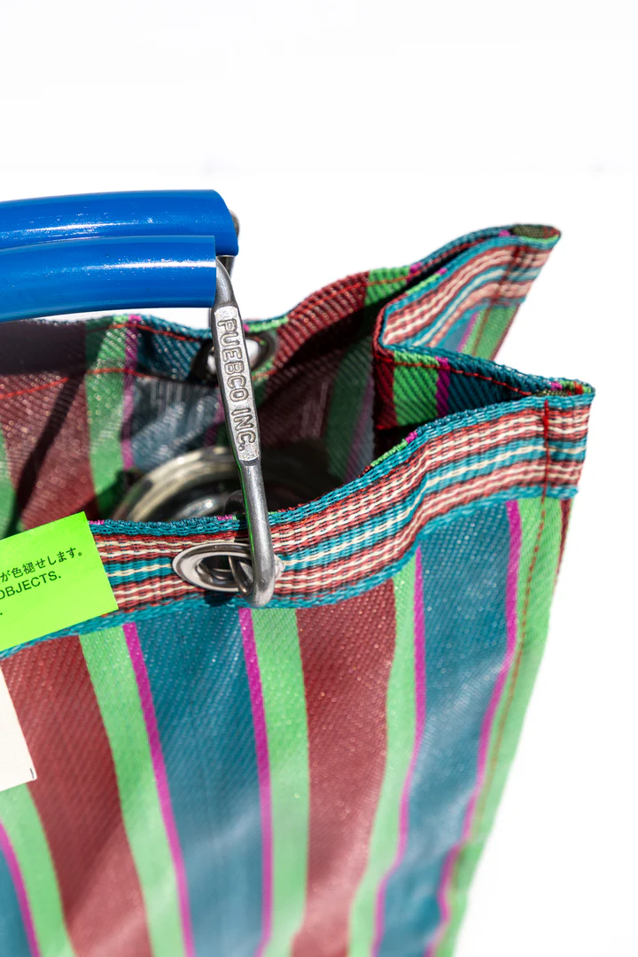 Stripe Tote Bag Square - Green x Red