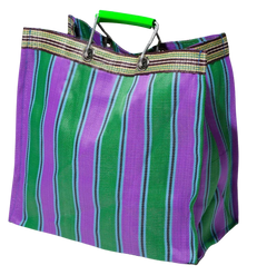 Stripe Tote Bag Square - Green x Purple