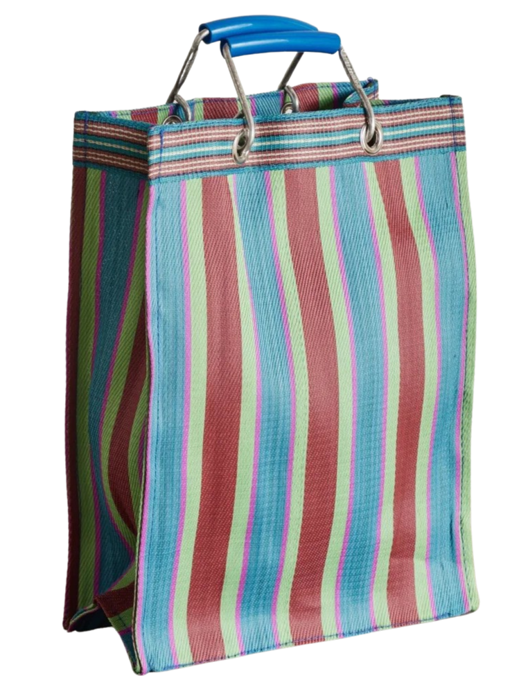 Stripe Tote Bag Rectangle D15 - Red x Blue