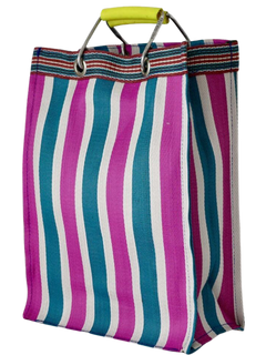 Stripe Tote Bag Rectangle D15 - Green x Pink