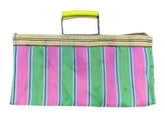 Stripe Tote Bag Wide - Green x Pink