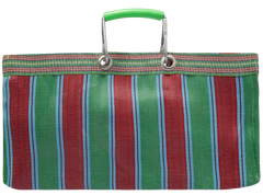 Stripe Tote Bag Wide - Green x Red