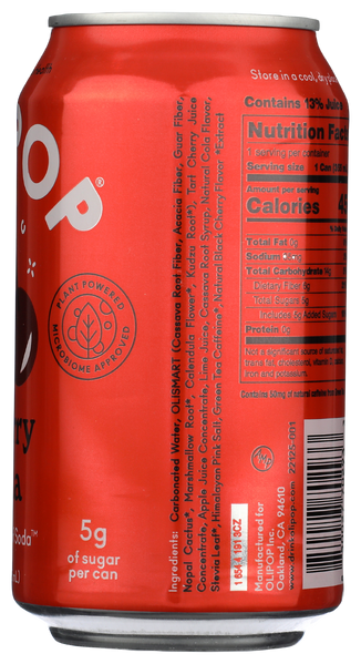 OLIPOP PREBIOTIC SODA, CHERRY COLA - Right - No Plunge - Unit