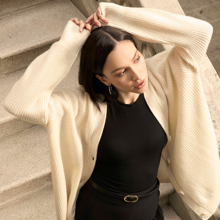 Billie Chunky Boyfriend Cashmere Cardigan