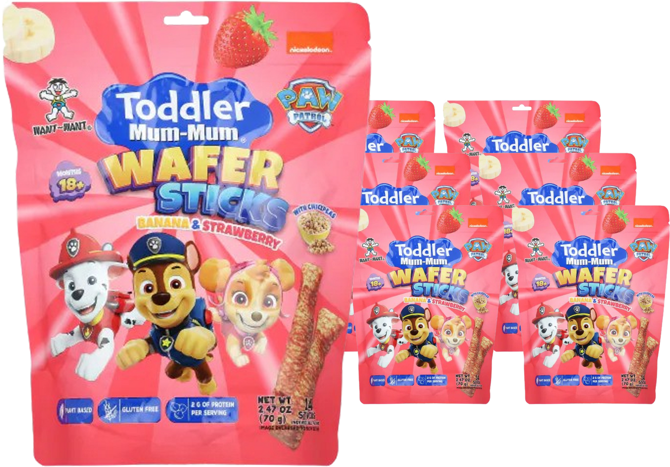 Paw Patrol Wafer Sticks Banana and Strawberry (6 Pack)