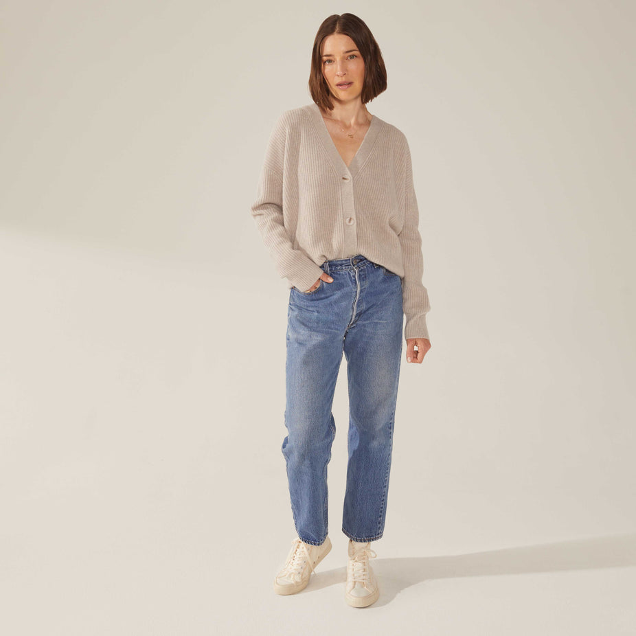 Billie Chunky Boyfriend Cashmere Cardigan