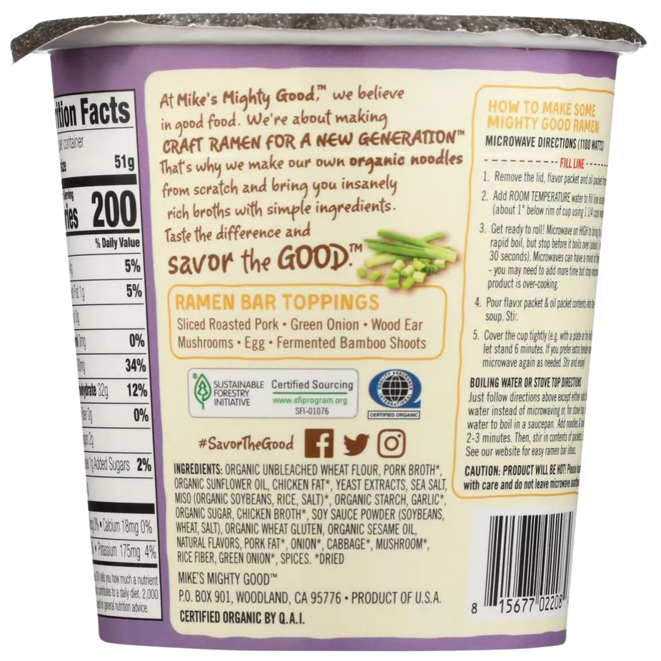 Organic Tonkotsu Pork Ramen Cup (6 Pack)