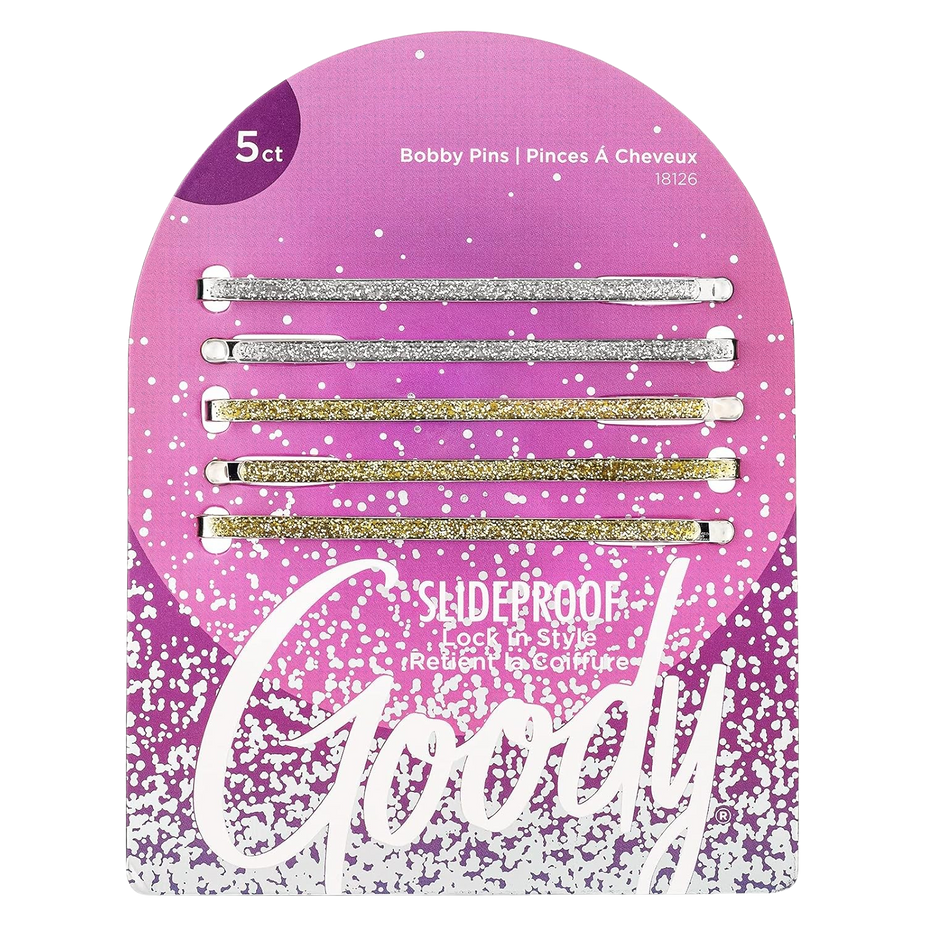 Holiday Ball Enameled Bobby Pins - Silver/Gold (5 CT)