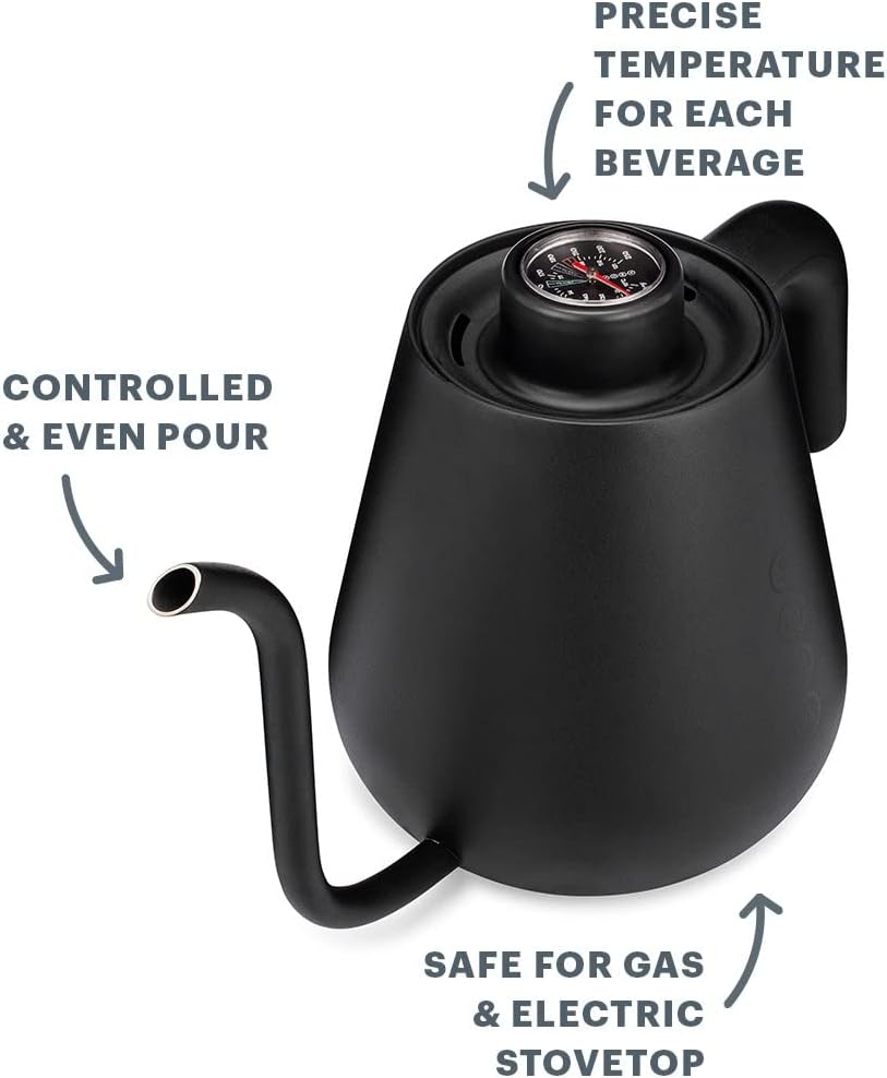 Stainless Steel Gooseneck Stovetop Kettle, Black