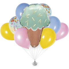 Pastel Ice Cream Foil, Latex and Confetti Filled Balloon Bouquet Kit (9 CT)