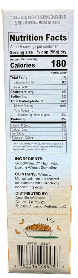 Elbows - High Fiber Pasta