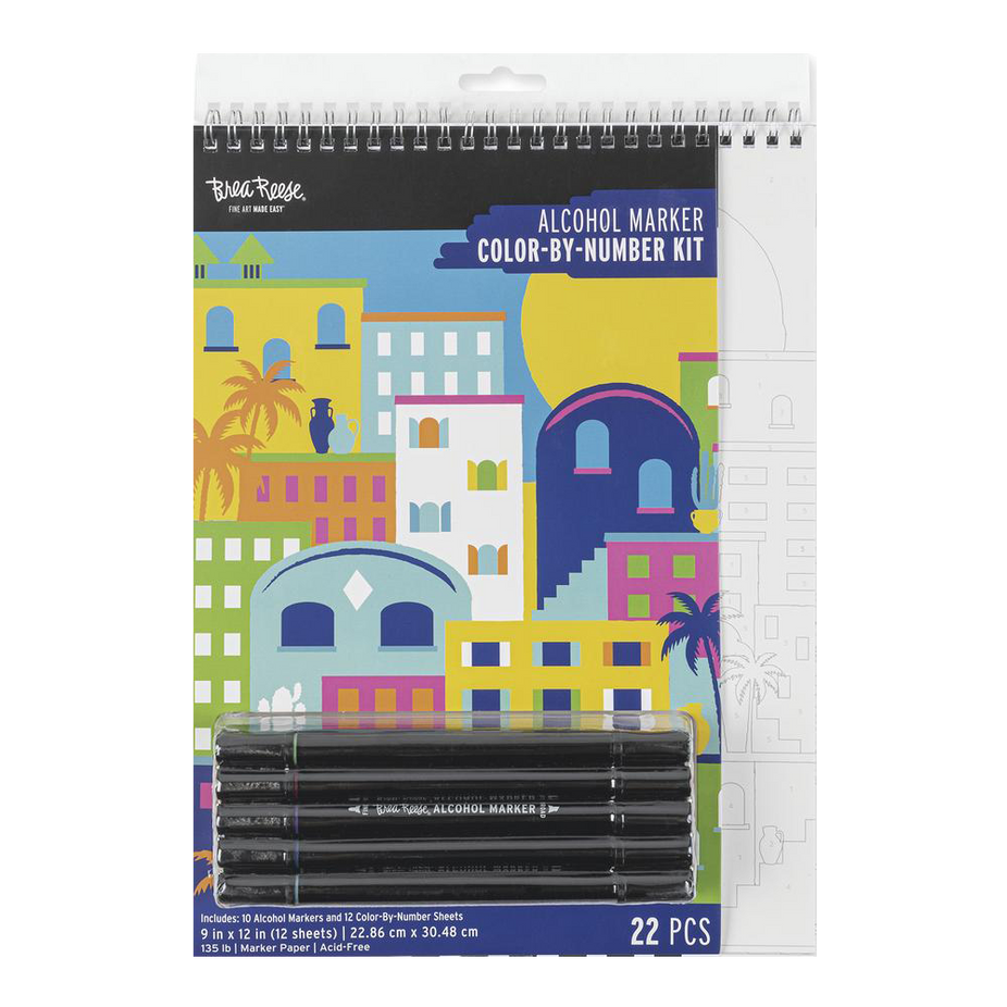 Alcohol Marker Color-By-Number Notepad Kit