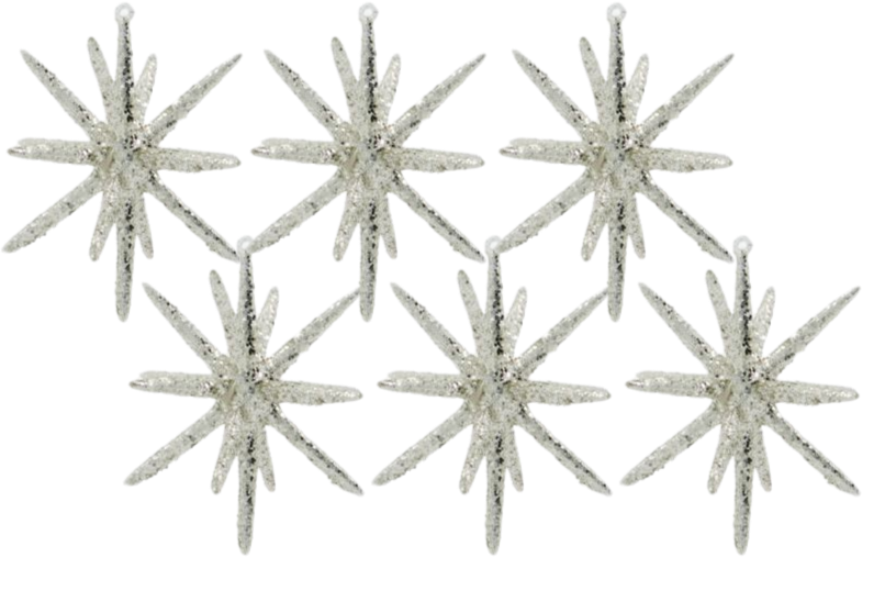 Ornament Spike - Silver with Glitter (6 Pack)