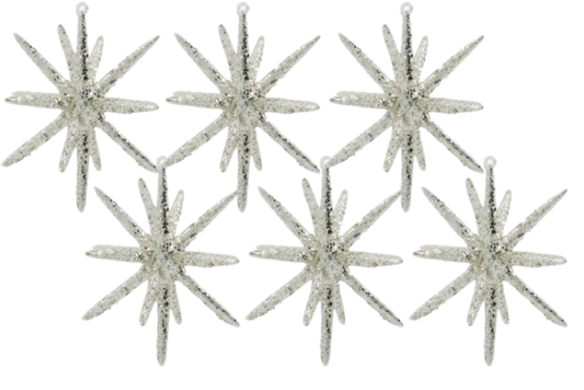 Ornament Spike - Silver with Glitter (6 Pack)