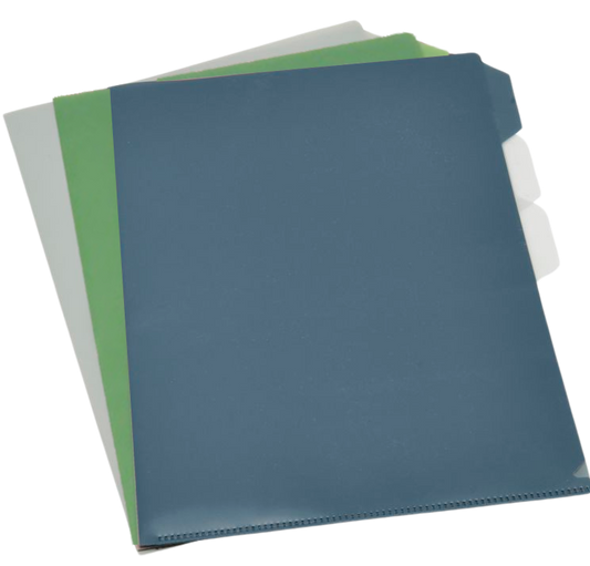 Document File Folders 8.3 in X 11.7 in (3 CT) Green, Blue and Grey