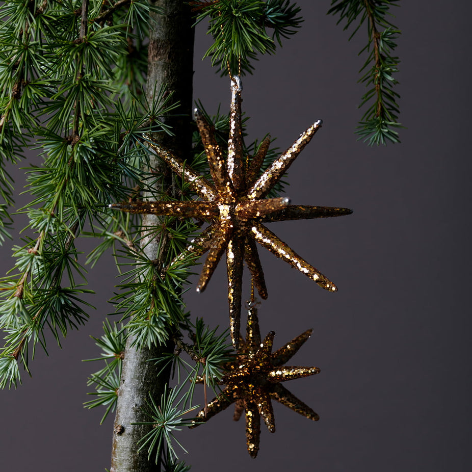 Ornament Spike Brown with Glitter (6 Pack)