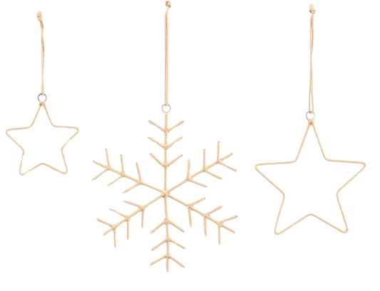 Ornaments Snowflakes & Stars Gold (3 CT)
