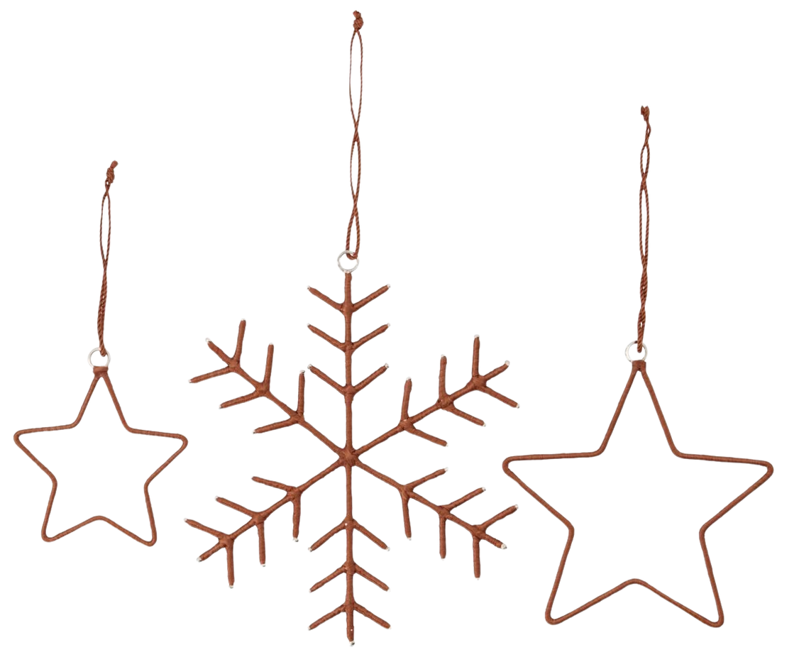 Ornaments Snowflakes & Stars - Brown (3 CT)