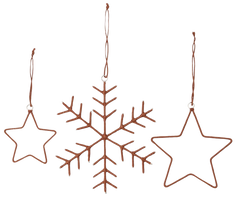 Ornaments Snowflakes & Stars - Brown (3 CT)