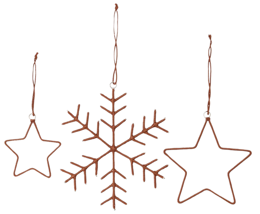Ornaments Snowflakes & Stars - Brown (3 CT)
