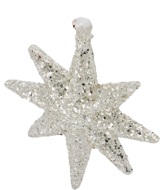 Ornament Chunky Silver with Glitter (12 Pack)