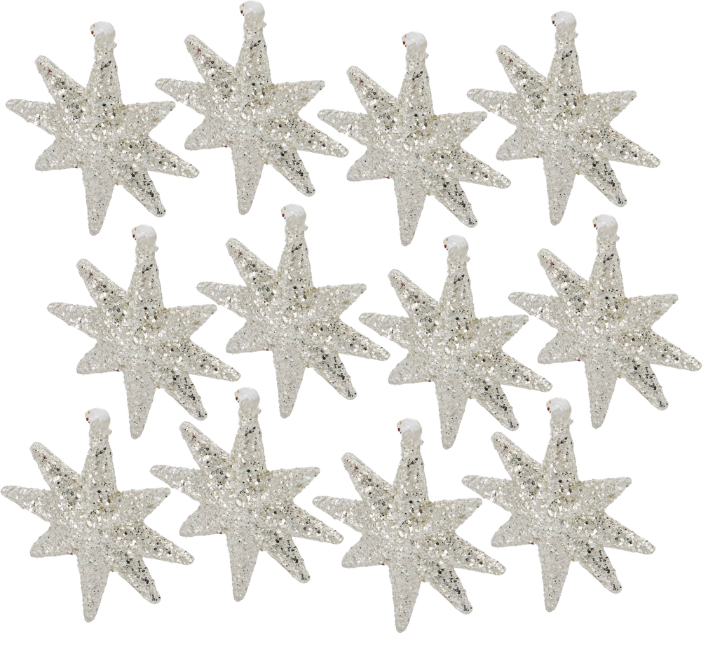 Ornament Chunky Silver with Glitter (12 Pack)