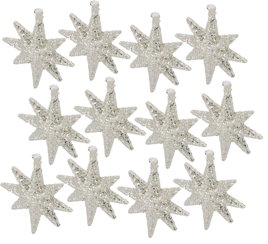 Ornament Chunky Silver with Glitter (12 Pack)