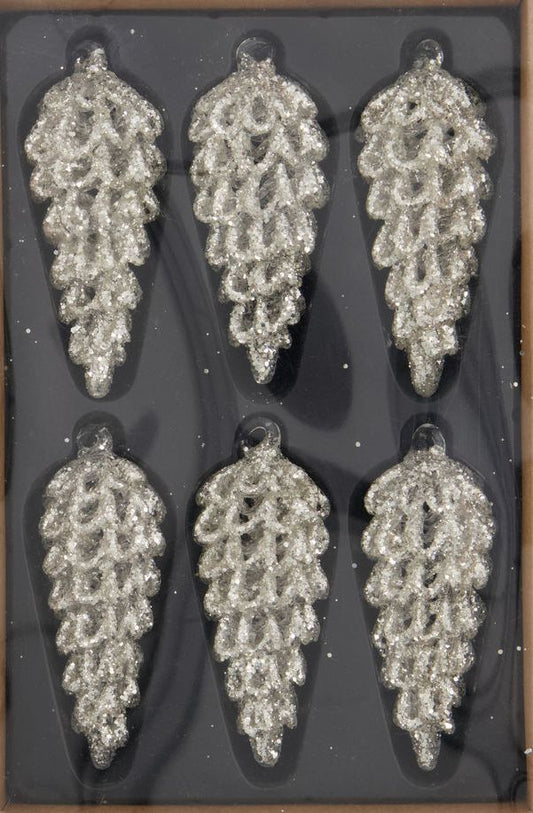 Ornament Cone - Silver (1.38 in) (36 Pack)