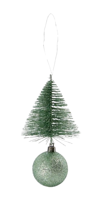 Ornament Tree Frost & Bell - Dusty Green (Small) (12 Pack)