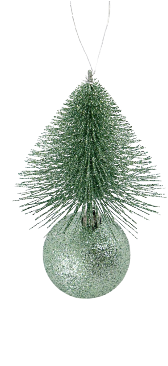 Ornament Tree Frost & Bell - Dusty Green (Small) (12 Pack)