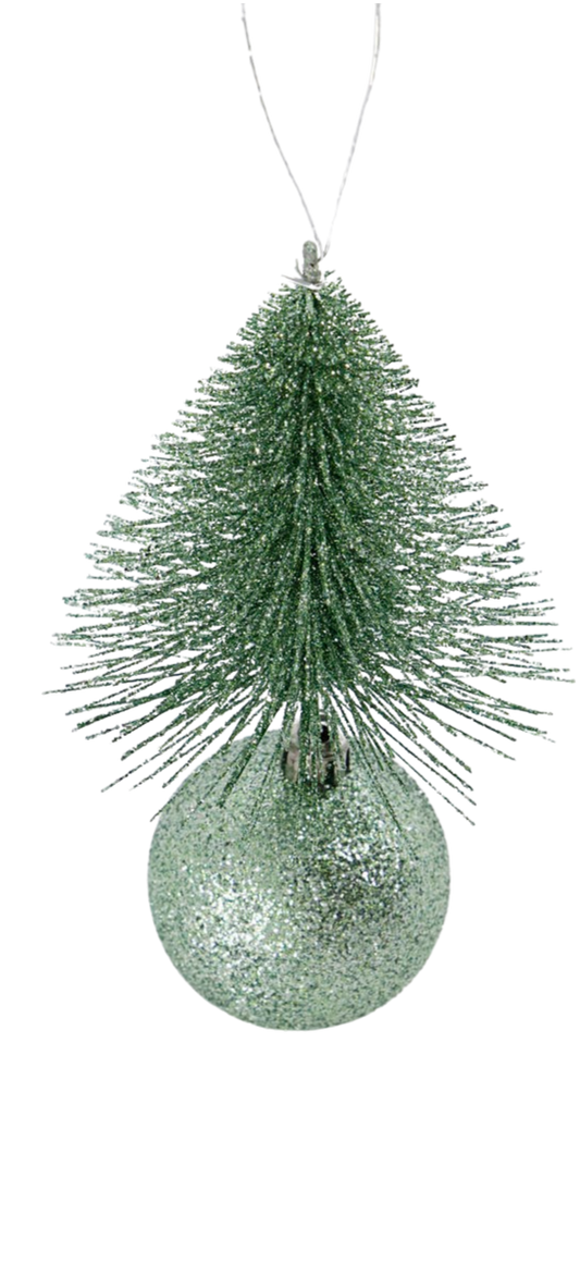 Ornament Tree Frost & Bell - Dusty Green (Small) (12 Pack)