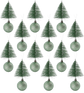Ornament Tree Frost & Bell - Dusty Green (Small) (12 Pack)