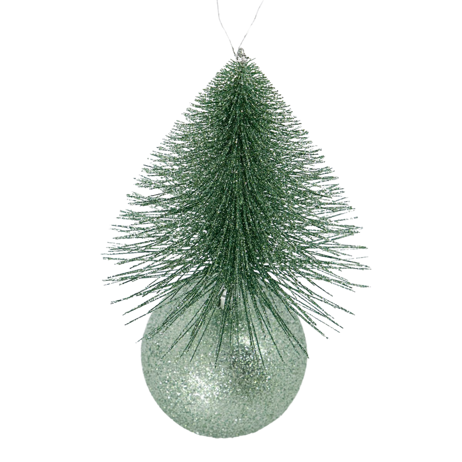 Ornament Tree Frost & Bell - Dusty Green (12 Pack)