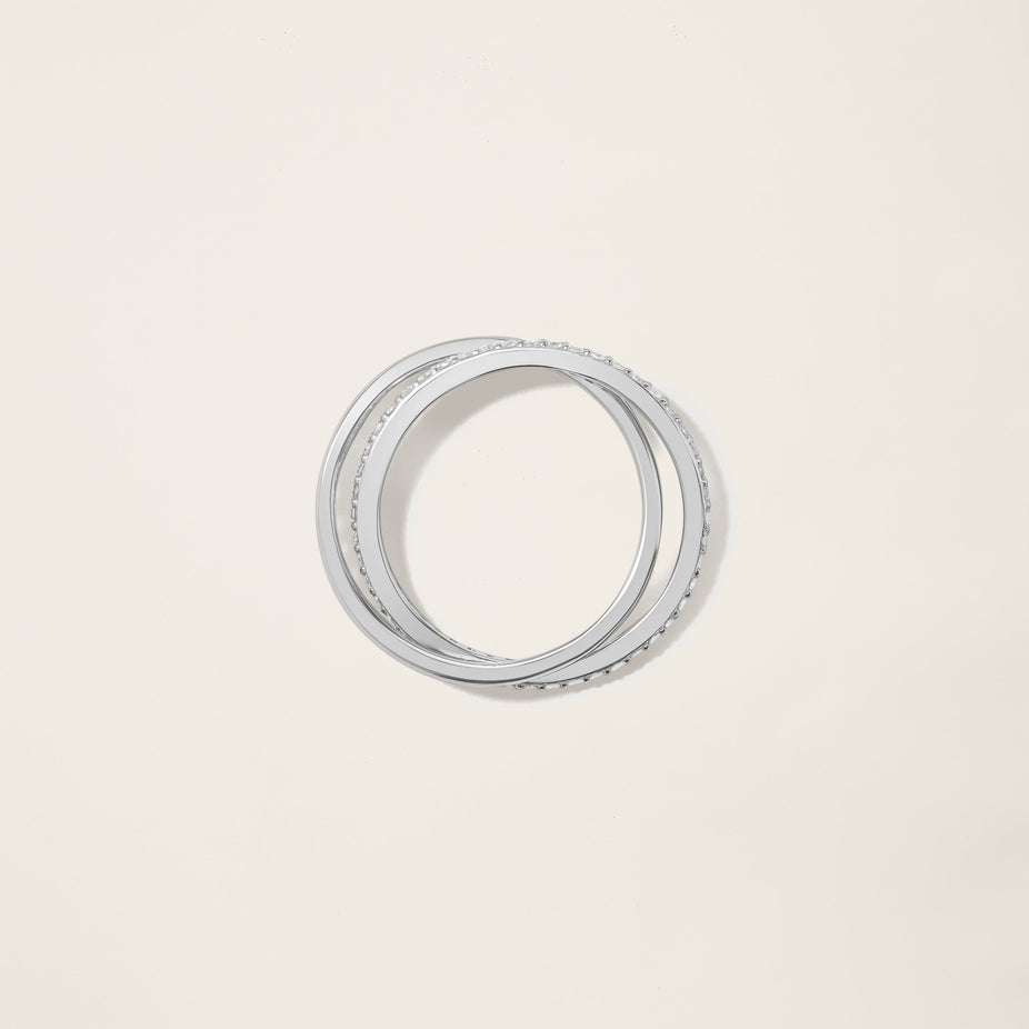 14k Solid Gold Diamond Interlocking Ring