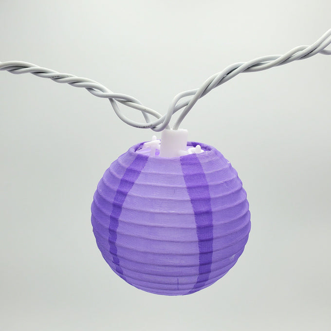 Electric String Lights with 10 Nylon Lanterns - Purple