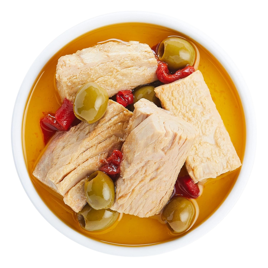 Yellowfin Tuna Fillets in Extra Virgin Olive Oil with Green Olives