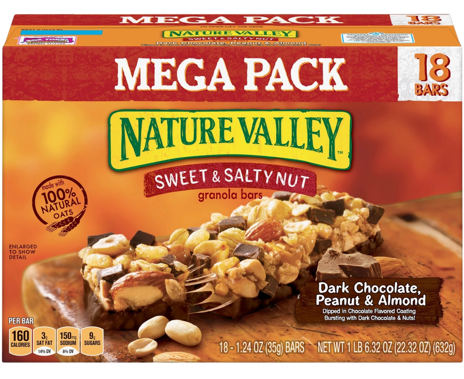 Sweet N Salty Dark Chocolate Peanut Almond Granola Bar (18 Pack)