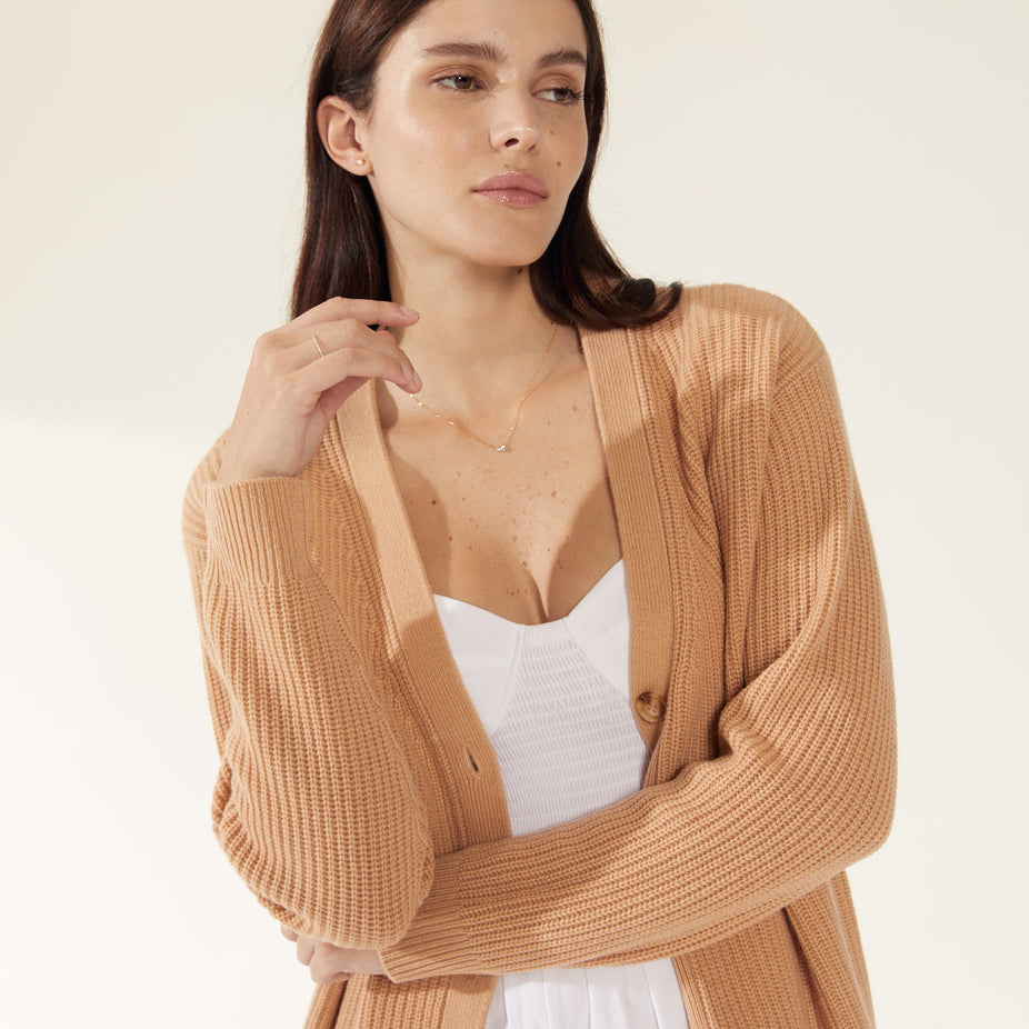 Billie Chunky Boyfriend Cashmere Cardigan