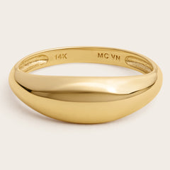 14k Solid Gold Thin Dome Ring