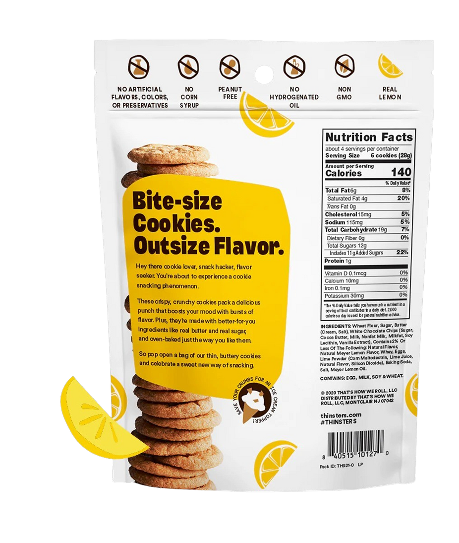 Cookie Thins Thinsters Variety Pack - Chocolate Chip, Toasted Coconut, Vanilla Bean, Key Lime Pie, Brownie Batter, Meyer Lemon (6 Pack)