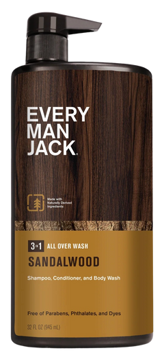Hydrating Sandalwood 3-in-1 All Over Wash Shampoo, Conditioner, & Body Wash