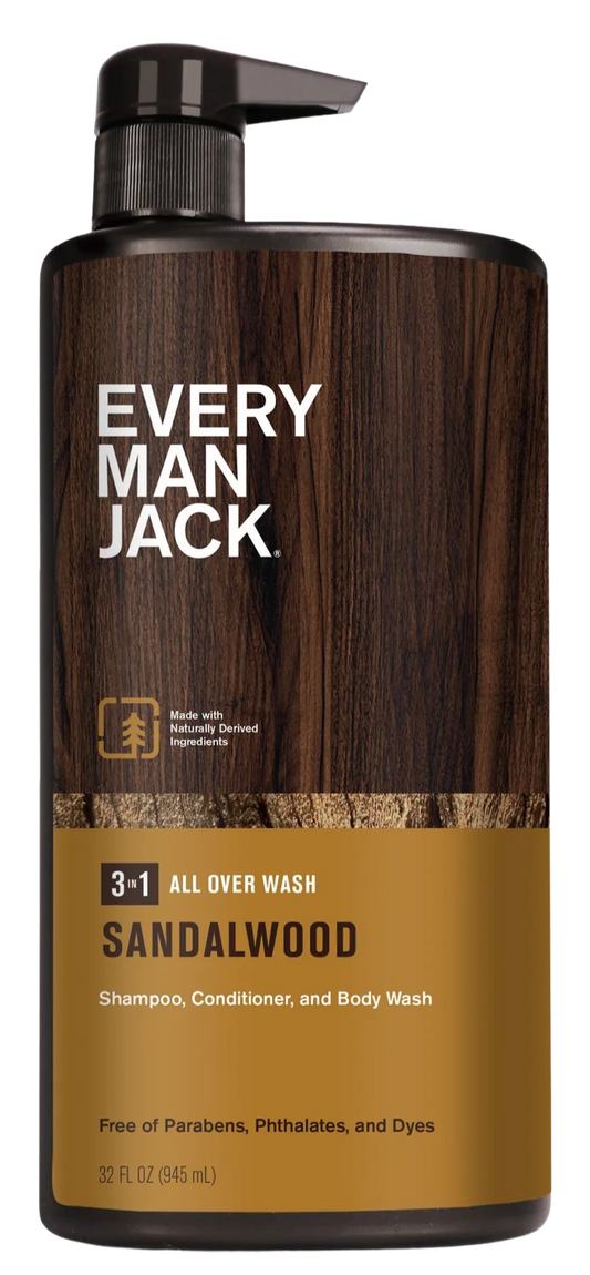 Hydrating Sandalwood 3-in-1 All Over Wash Shampoo, Conditioner, & Body Wash