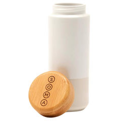 12oz Insulated Ceramic Mugs with Bamboo Lid - Pearl