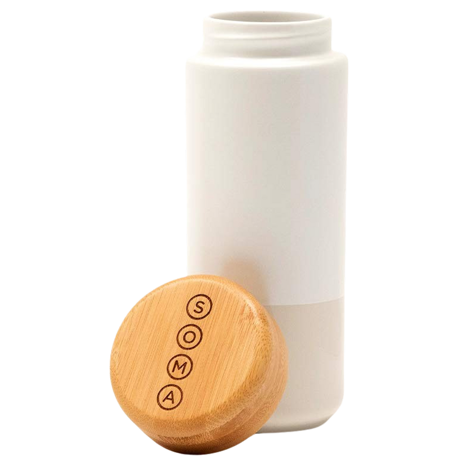 12oz Insulated Ceramic Mugs With Bamboo Lid - Pearl